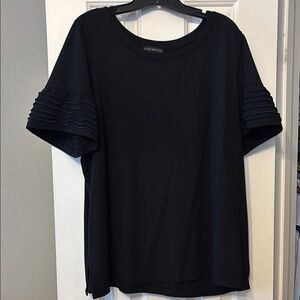 Lane Bryant Black Relaxed Ribbed T-Shirt